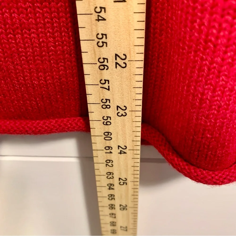 A. Giannetti Cardigan‎ Sweater Women Sz L Red 100% Merino Wool Collar Christmas - Picture 11 of 12